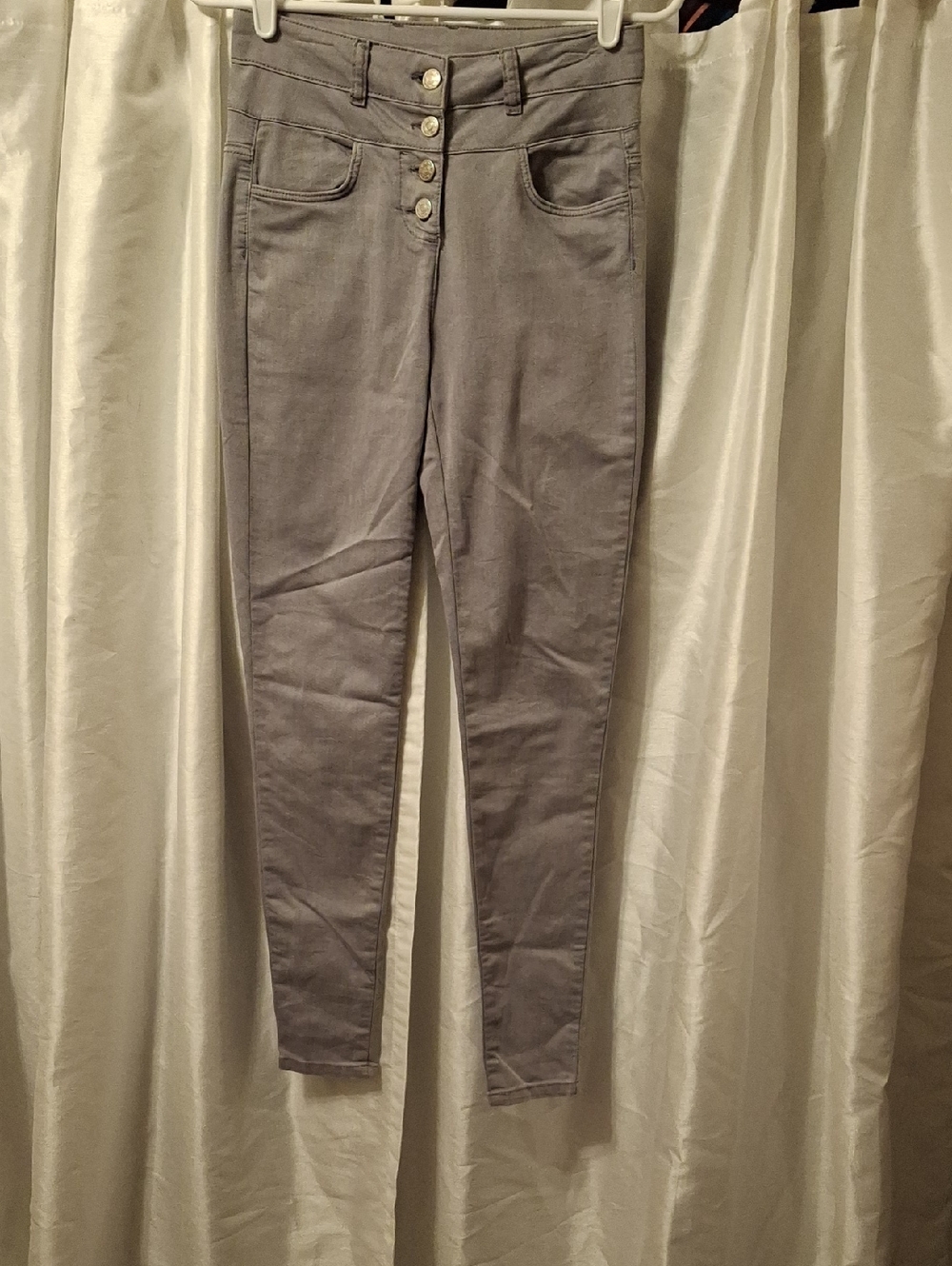 High-Rise Women's Gray Skinny Jeans